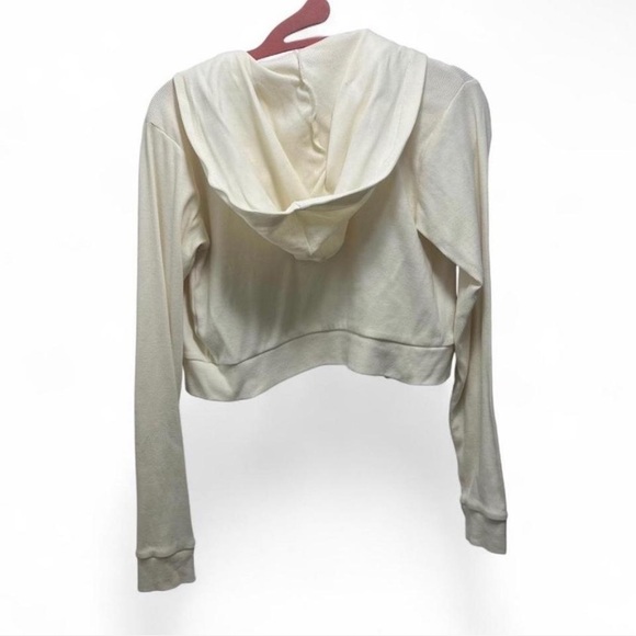Forever 21 Cream Cropped Zip-Up Ribbed Hoodie - Picture 4 of 6